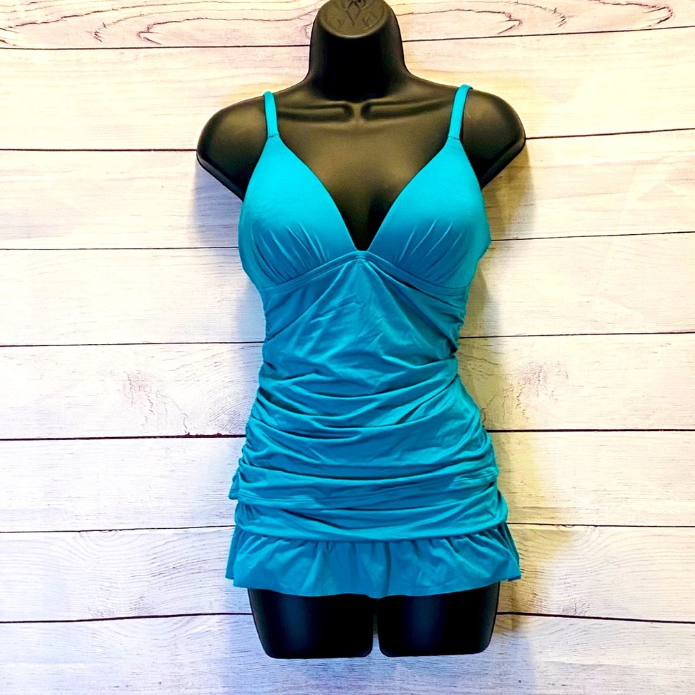 EUC APT. 9  Deep Turquoise Skirted Tankini